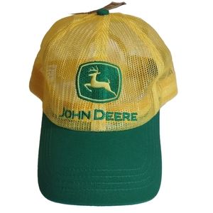 NWT John Deere Trucker Cap Hat Mesh Yellow Green